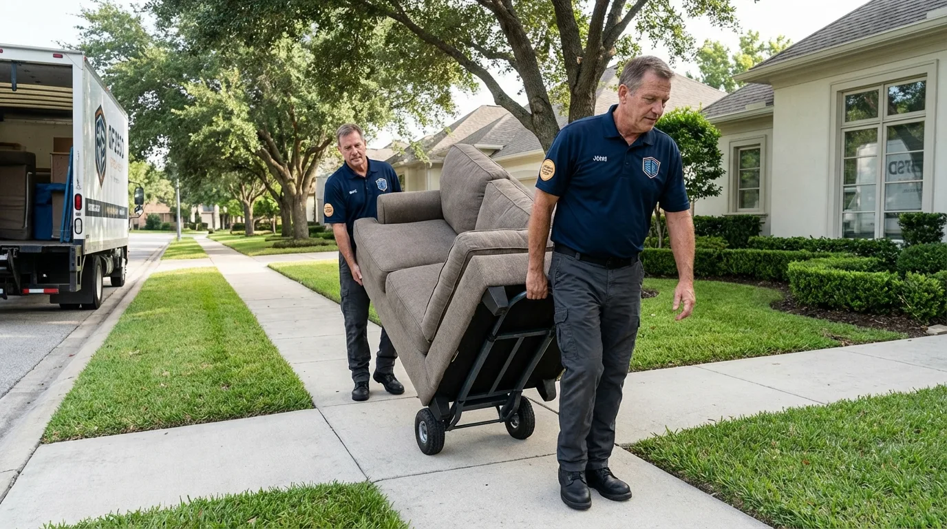 Local residential moving crew loading furniture in Huntsville, MO